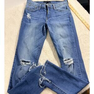 Flying Monkey Made in USA Mid-rise ankle skinny distressed raw hem Size 27